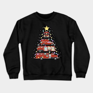 Firefighter Fire Truck Tree Santa Light Crewneck Sweatshirt